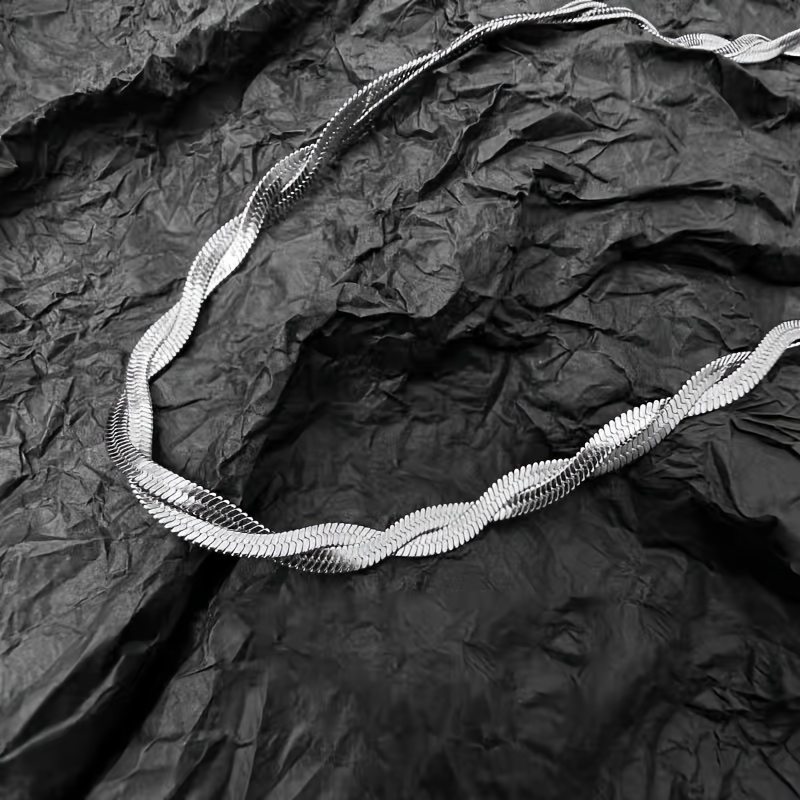 Women's Vintage-Style Silvery Stainless Steel Double Snake Chain Necklace